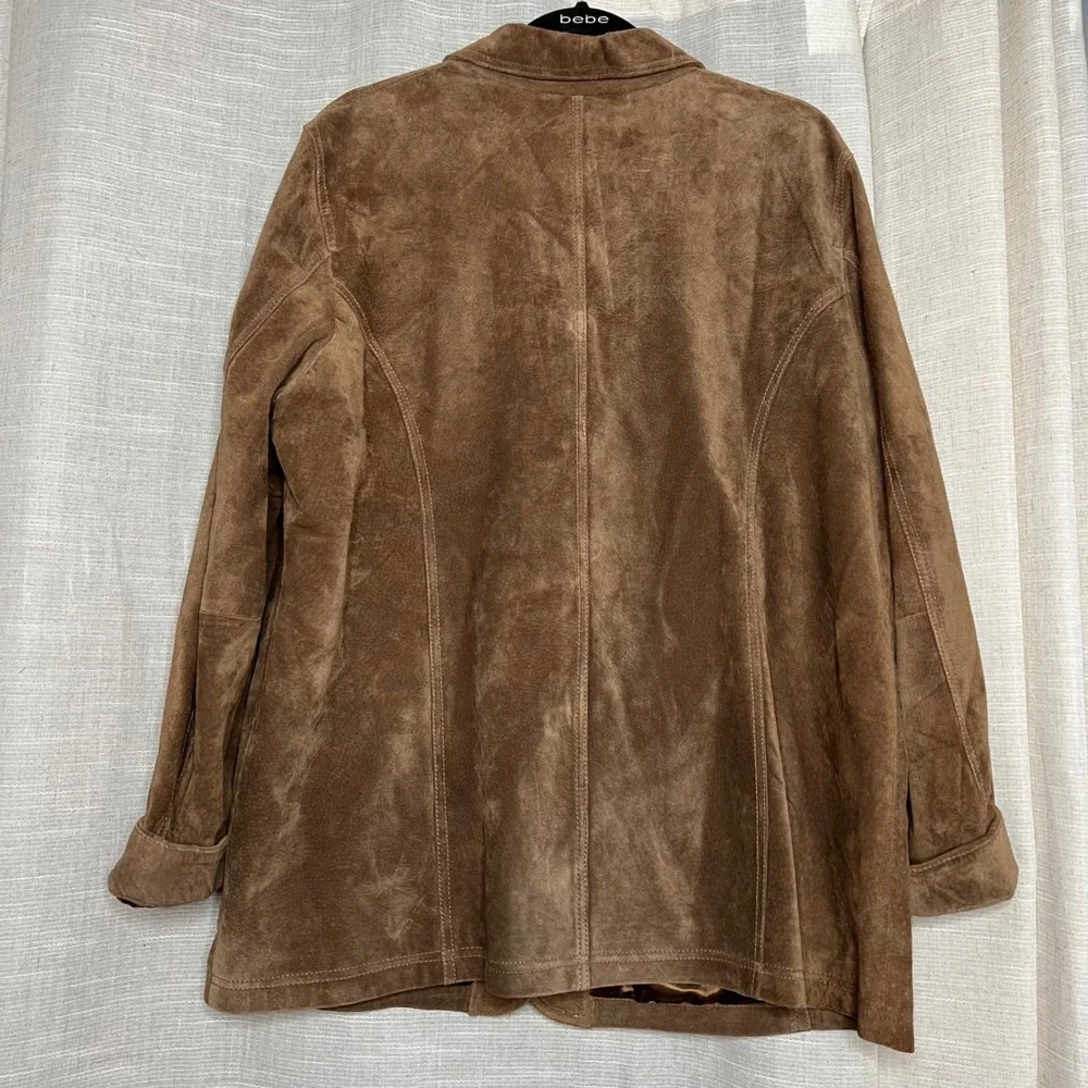 Orvis Suede Leather Sportcoat Blazer Jacket Wooden Buttons Brown Mens Size 20 XL